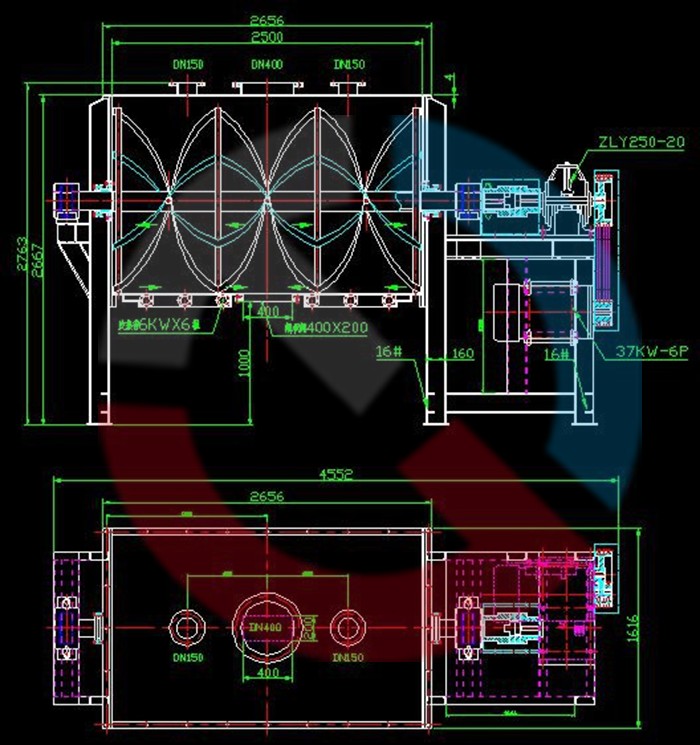 臥式螺帶混合機技術圖紙